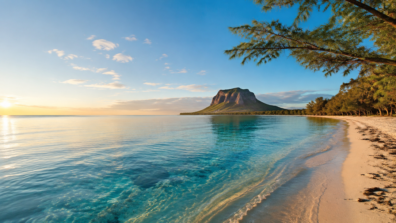 Le lagon et Le Morne Brabant à l’Île Maurice